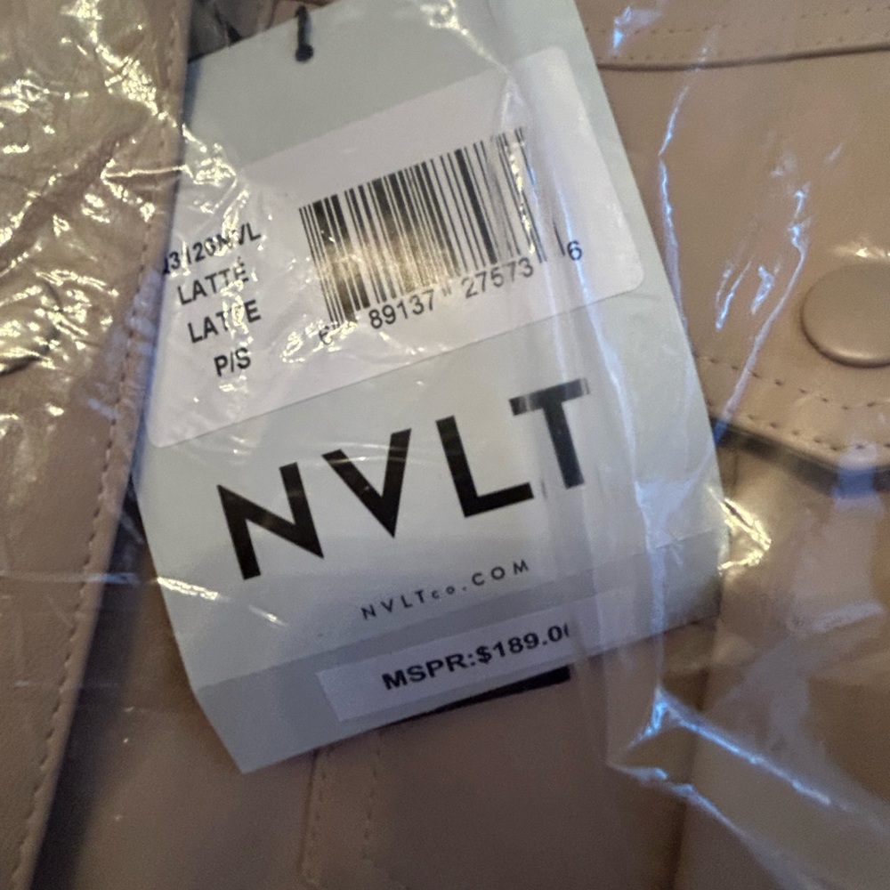 NWT BEAUTIFUL NVLT VEGAN Leather JACKET (latte) - Picture 4 of 9